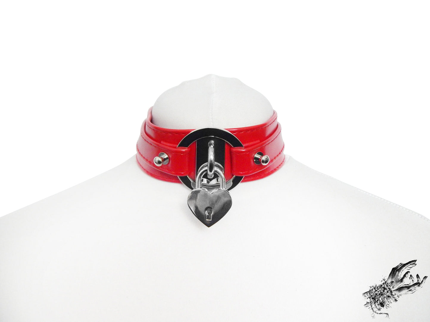 Red Faux Leather Chunky O Ring Choker