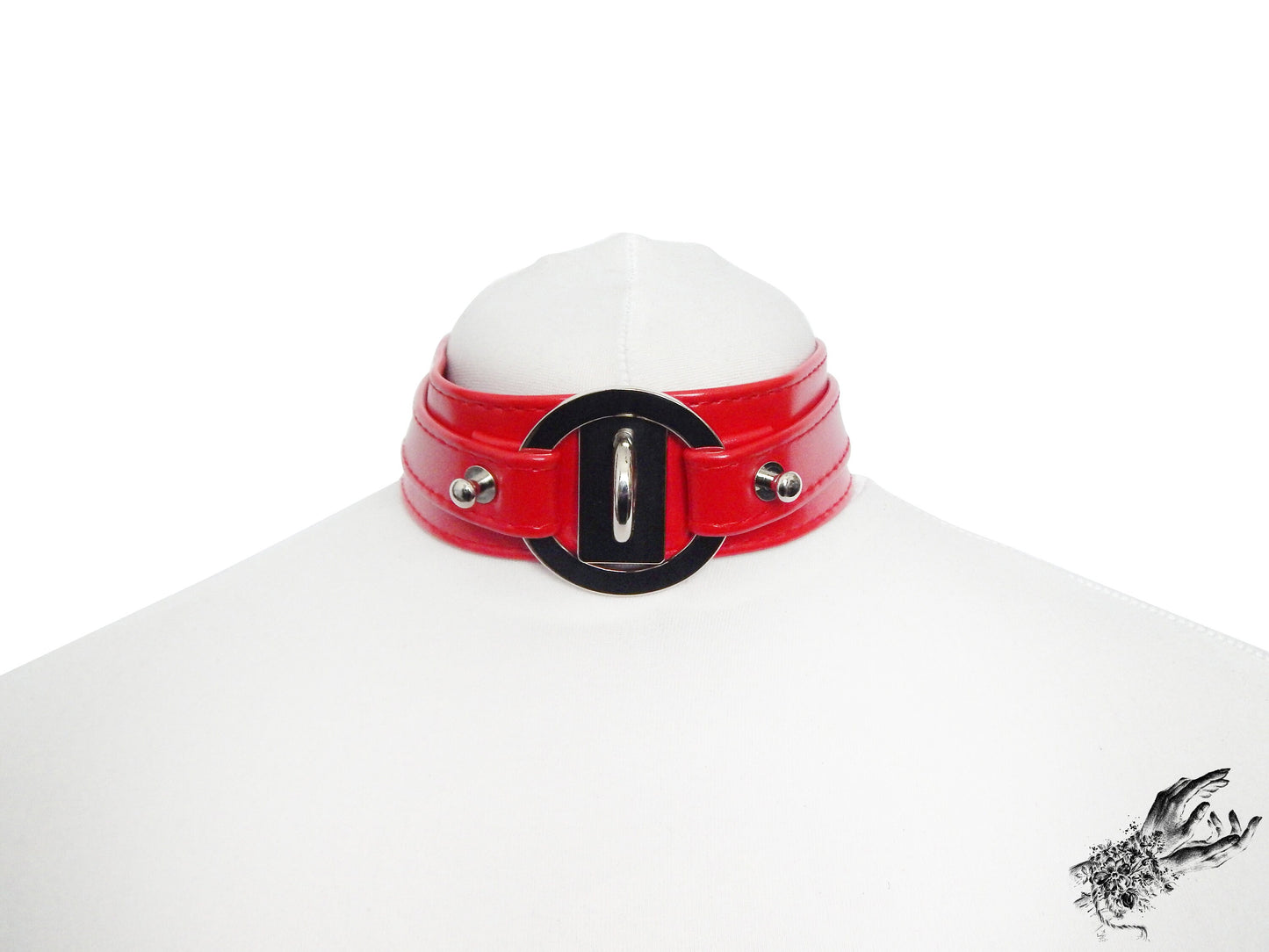 Red Faux Leather Chunky O Ring Choker