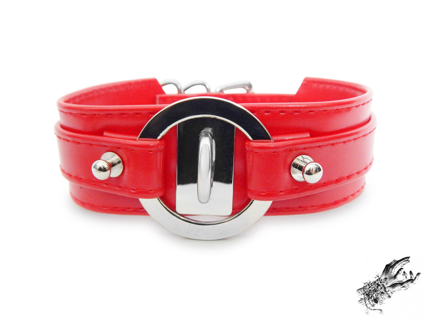 Red Faux Leather Chunky O Ring Choker