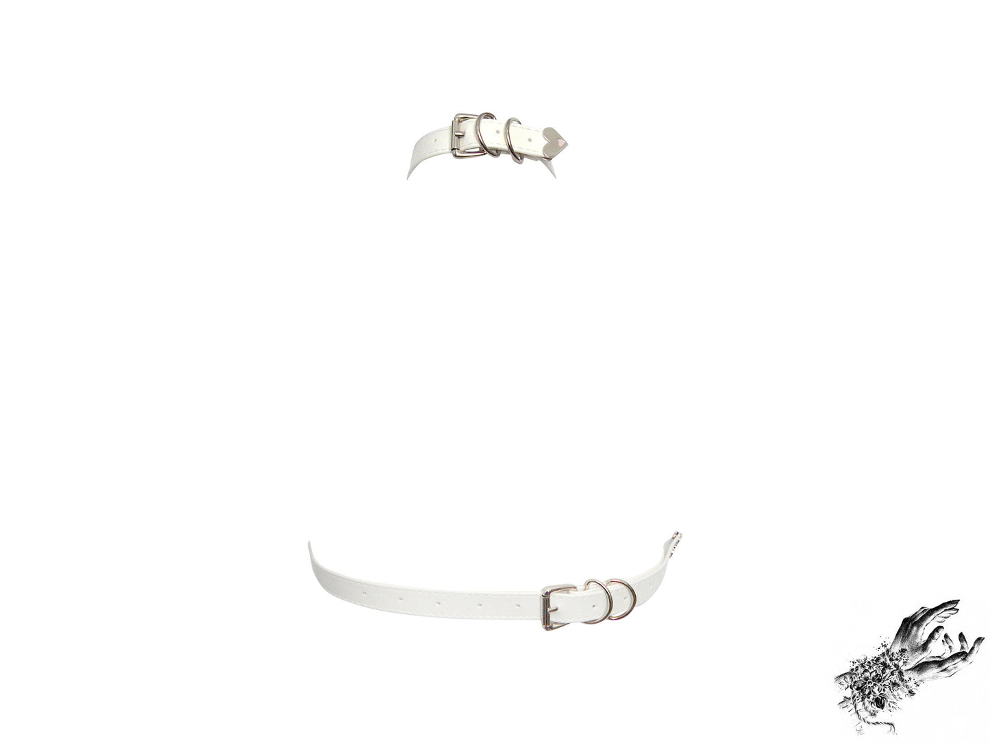 White Vegan Leather D Ring Harness Bra