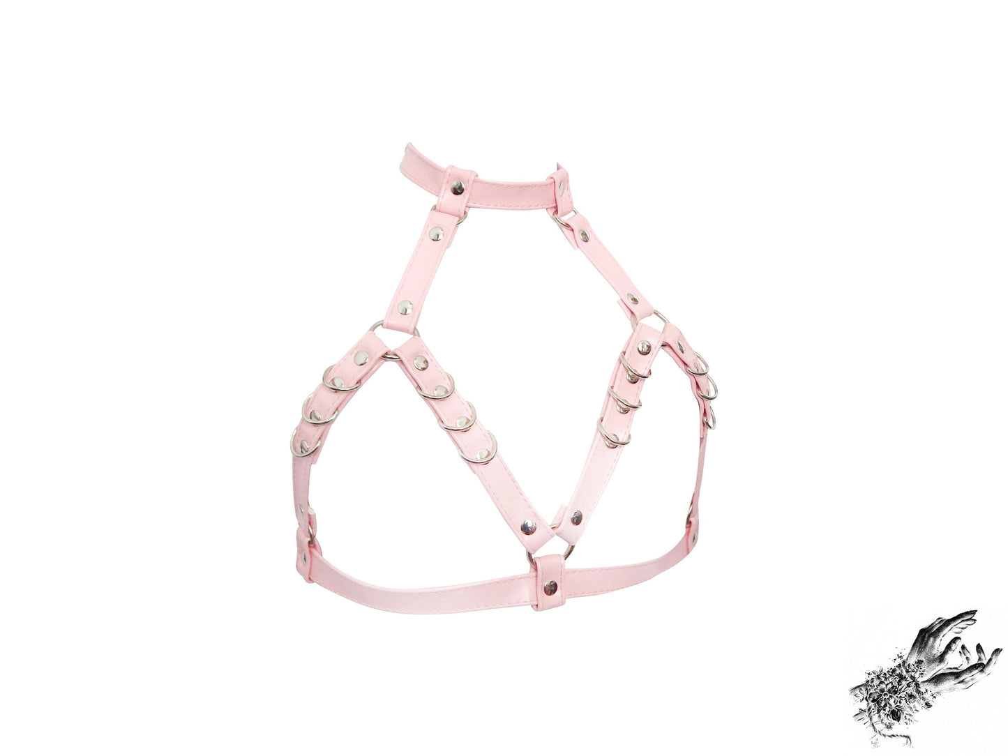Pink Vegan Leather D Ring Harness Bra - {{variant_title}}