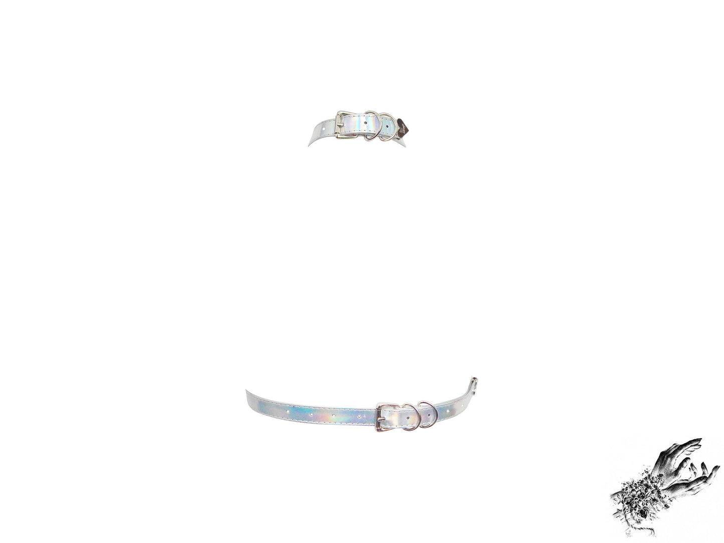 Holographic Silver D Ring Harness Bra