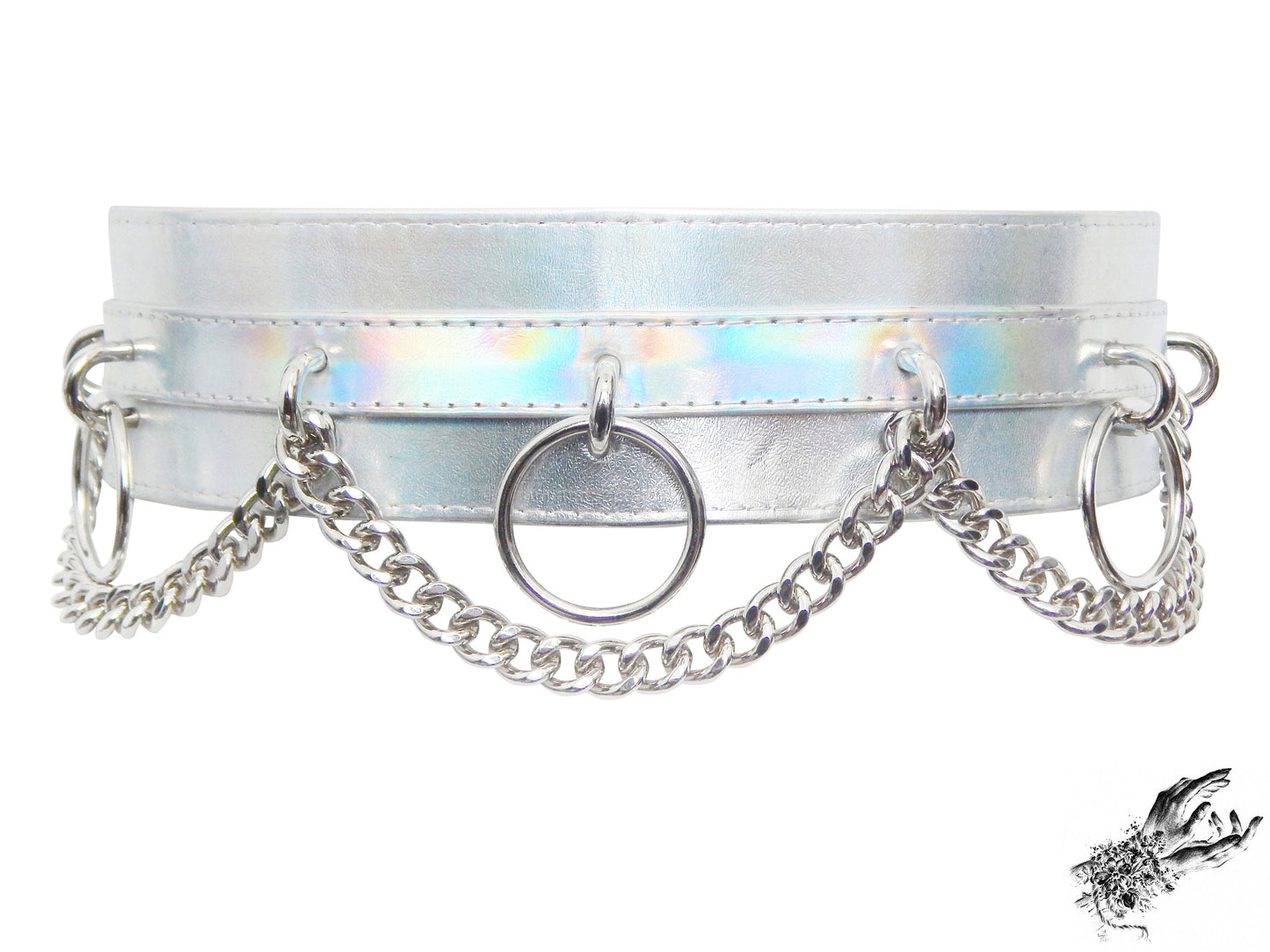 Holographic Silver O Ring Chain Belt