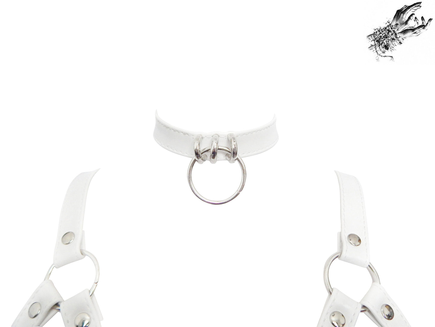 White Vegan Leather Corset Harness Bra