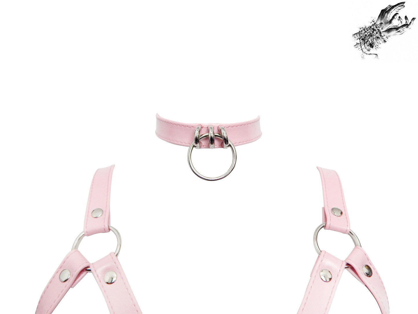 Pink Vegan Leather Corset Harness Bra - 8th Sin