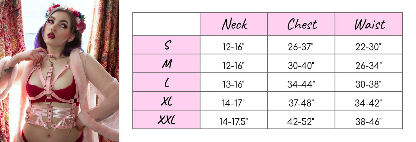 Red Vegan Leather Corset Harness Bra - {{variant_title}}