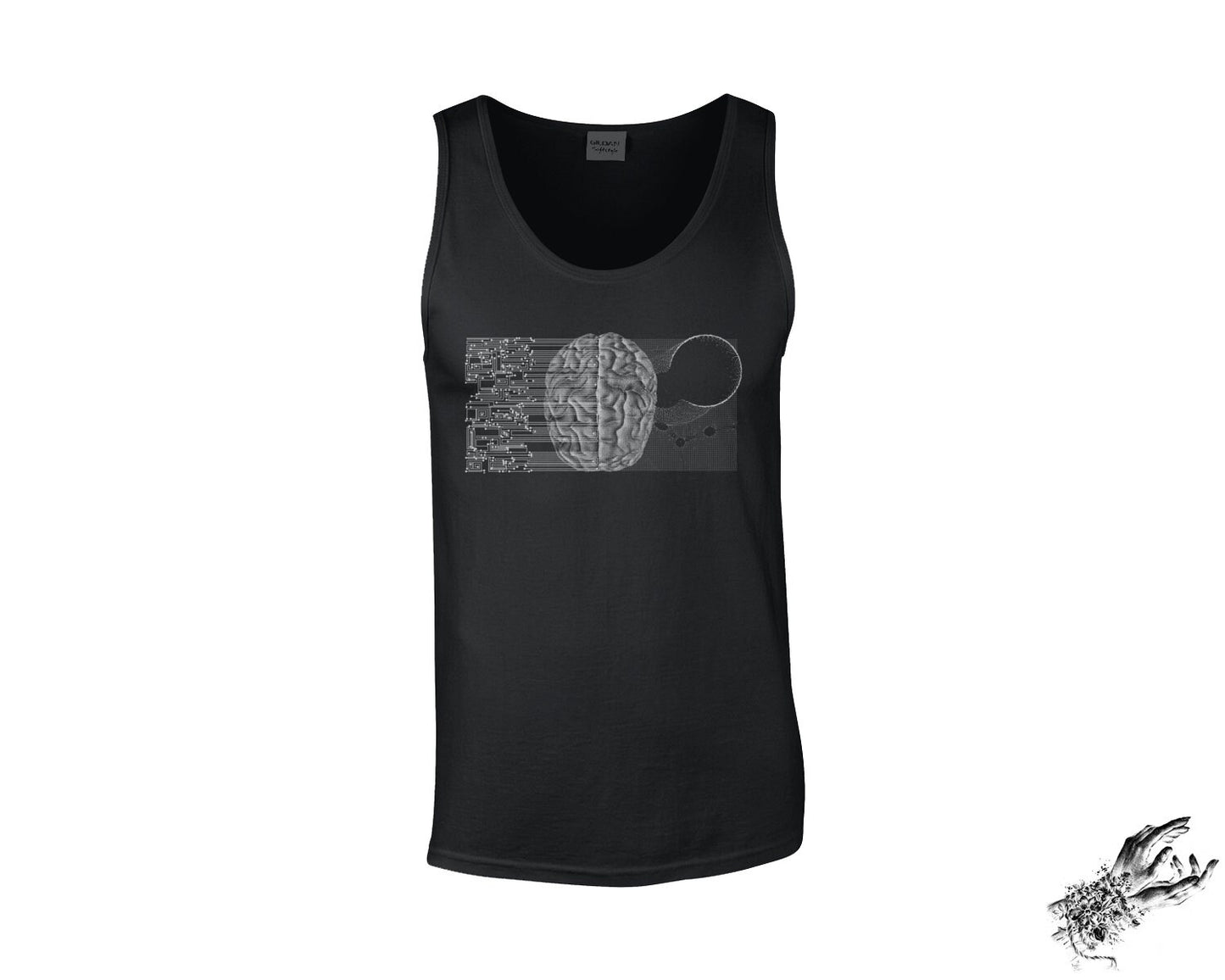 Black Circuit Board Brain Unisex Tank Top - 8th Sin