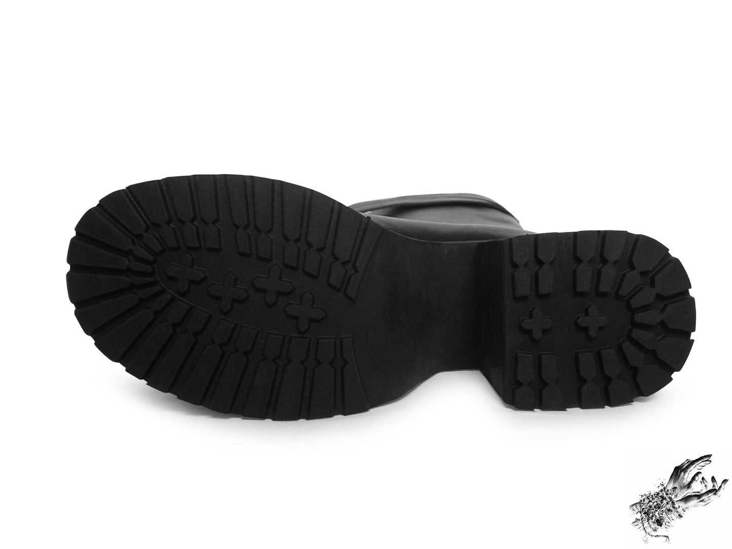 Black Matte Leather Knee High Platform Boots, "Lexa" Gothic Platform Boots - {{variant_title}}