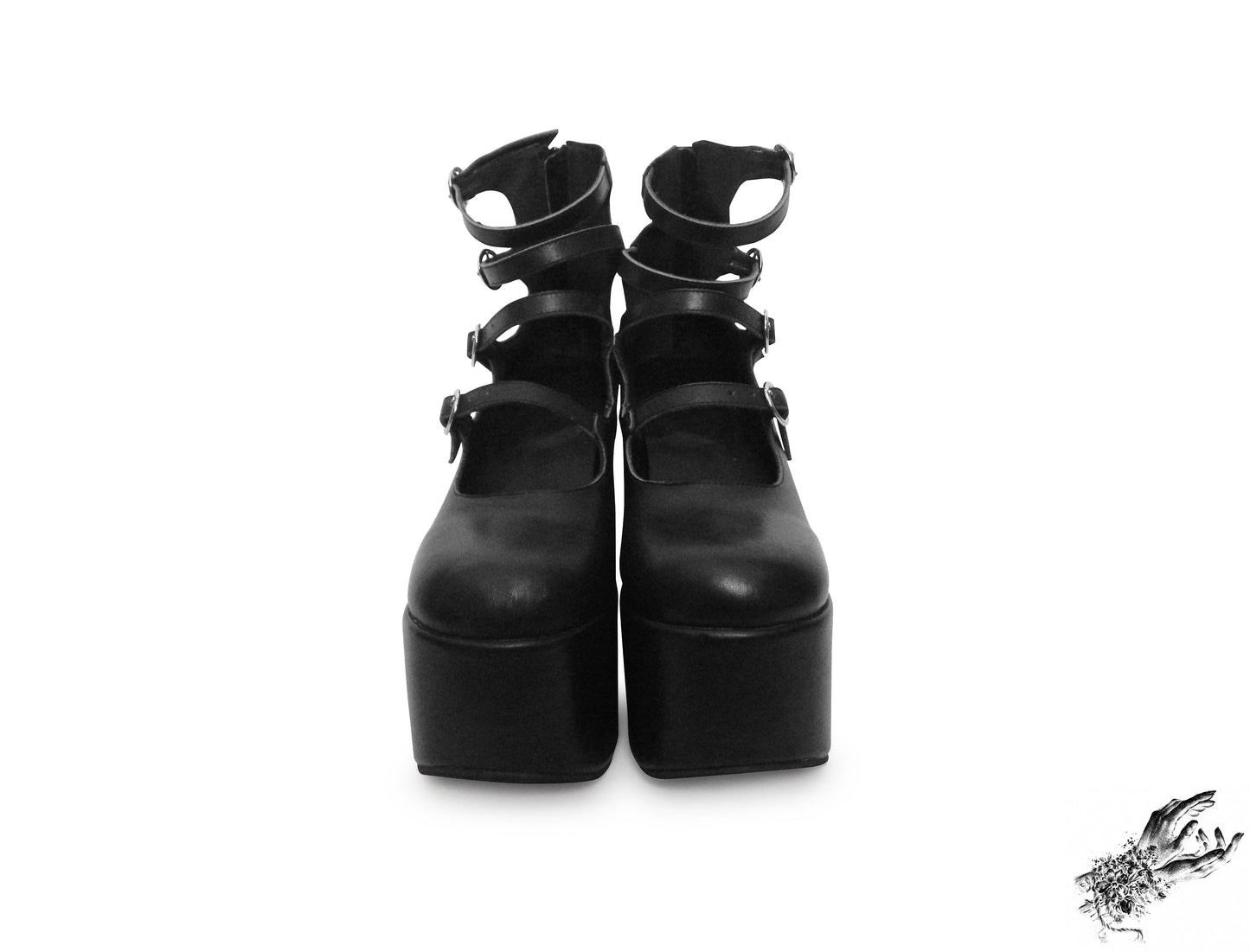 Black Matte Leather Platform Heels, "New Heights" Gothic Platform Heels - 8th Sin