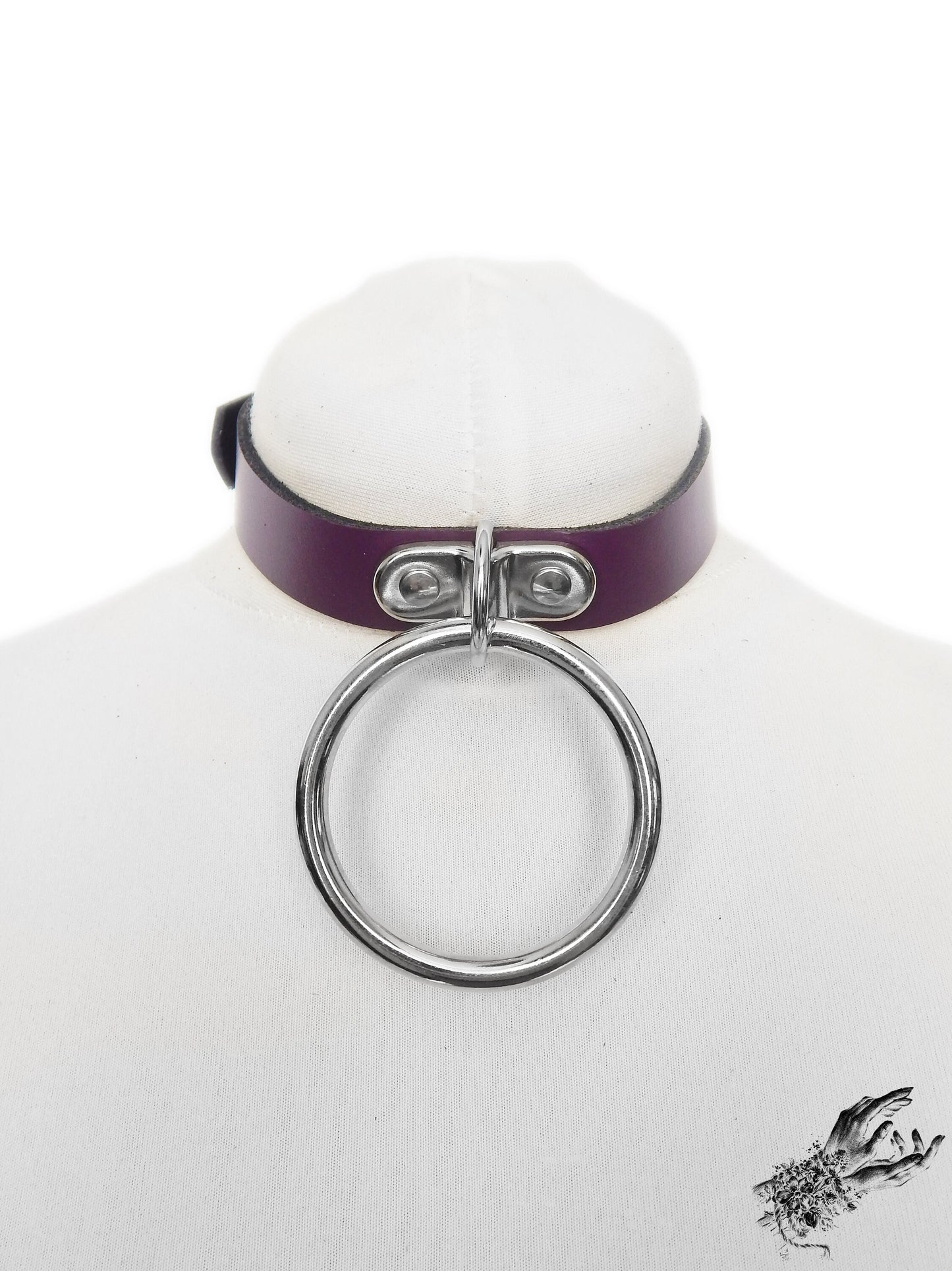 Purple Leather D and O Ring Choker - 8th Sin