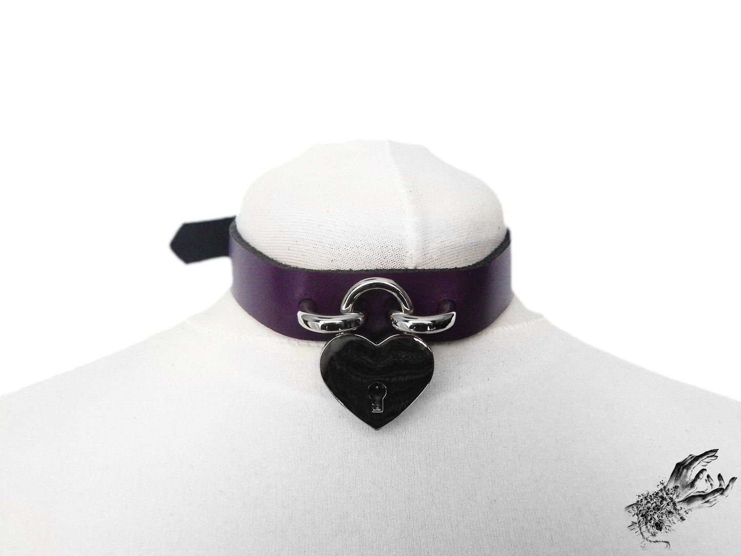Purple Heart Padlock Choker with Key