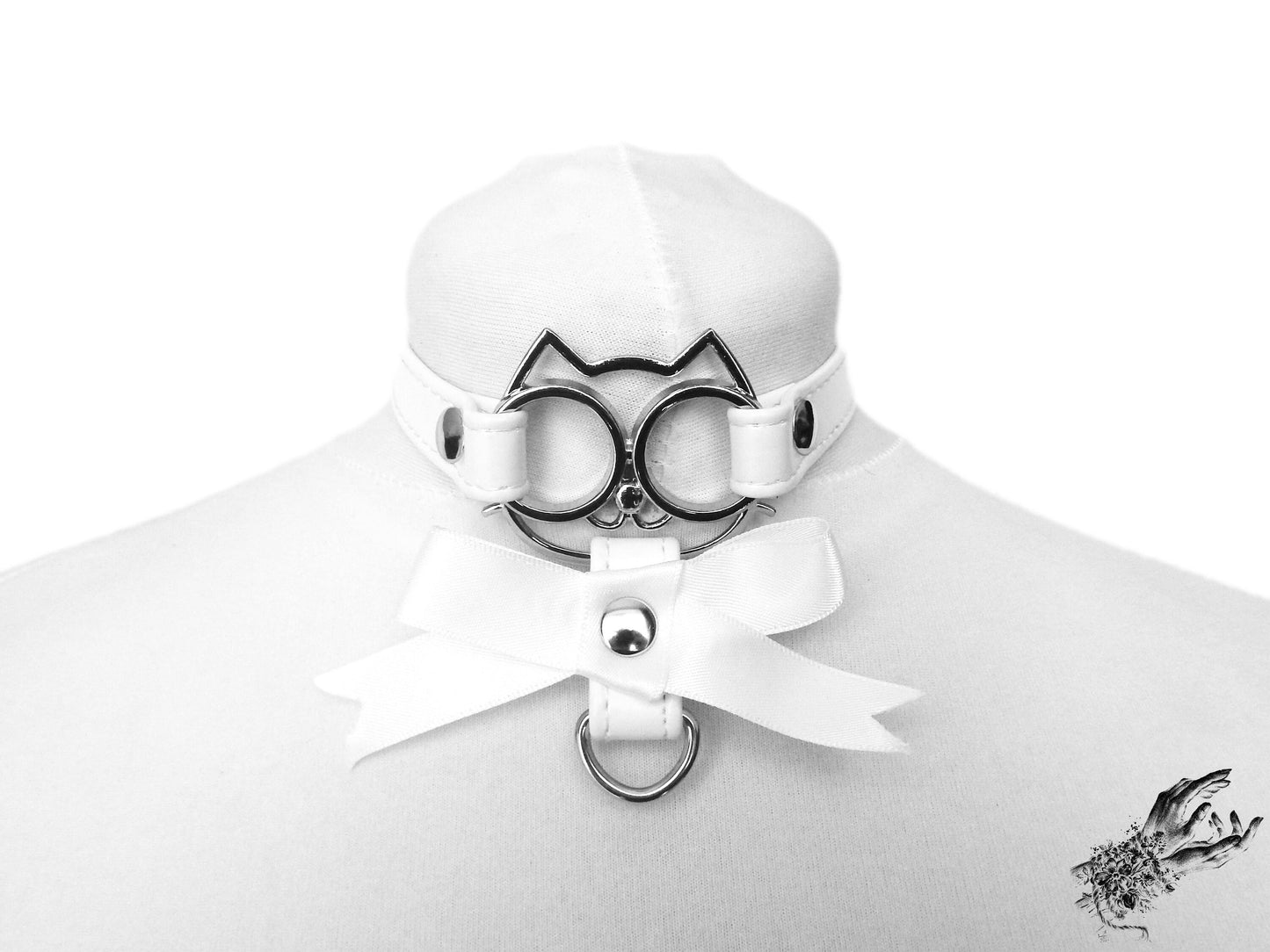 White Cat Ribbon Choker