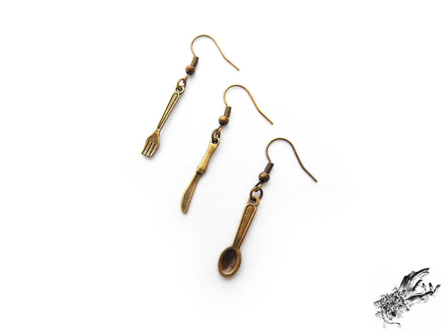 Antique Bronze Cutlery Earrings - 8th Sin