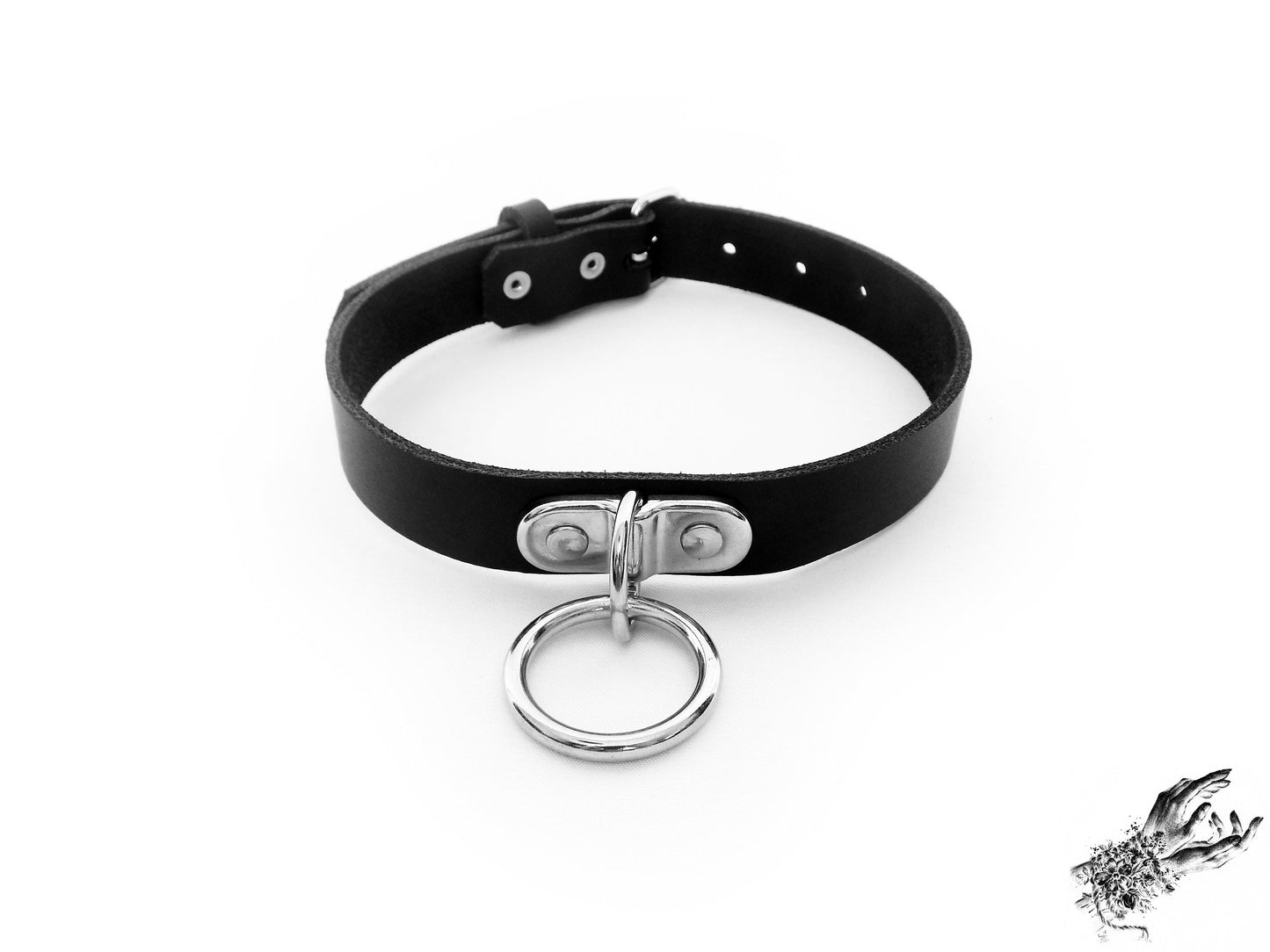 Black Leather D and O Ring Choker - 8th Sin