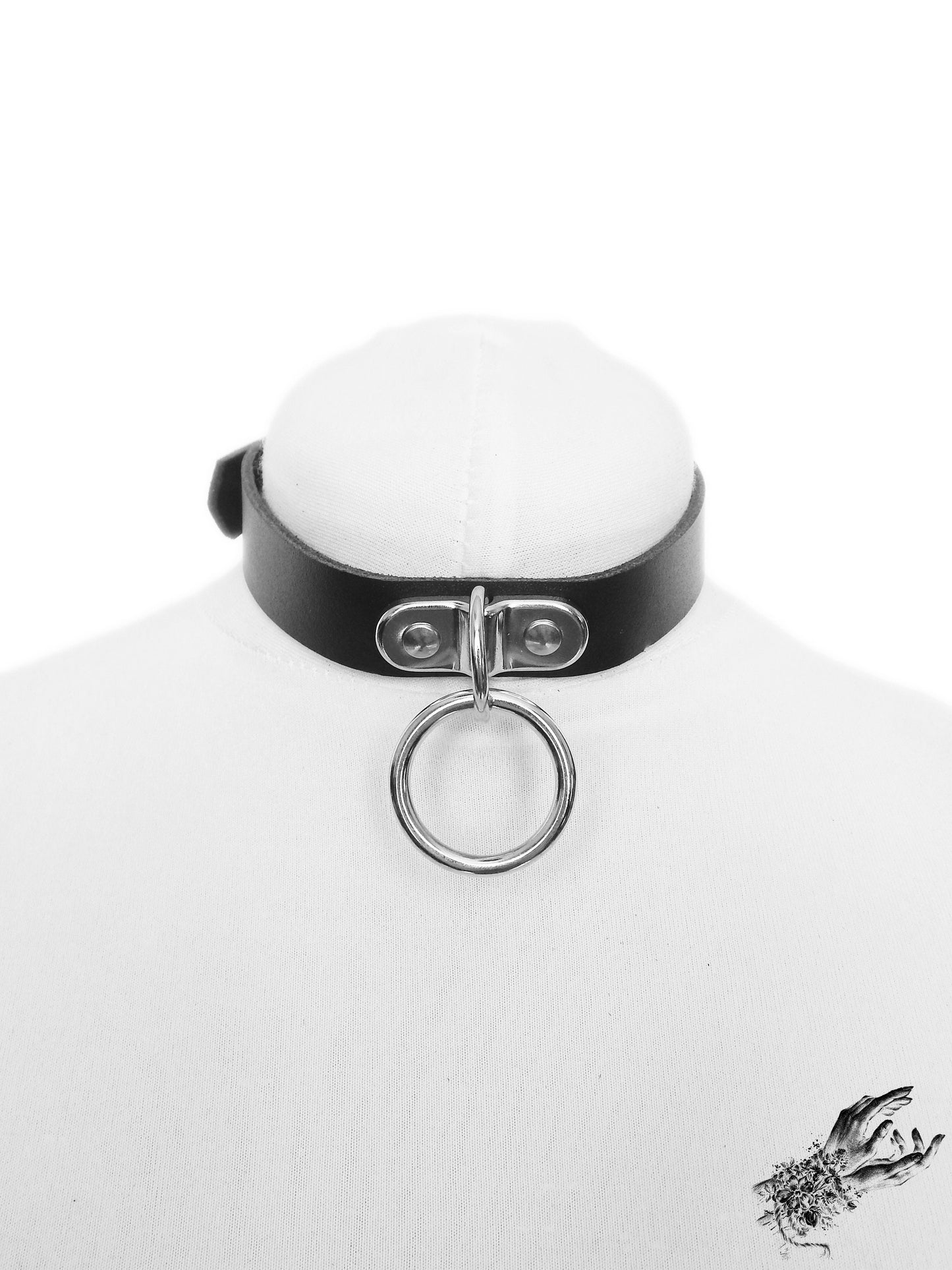 Black Leather D and O Ring Choker - 8th Sin