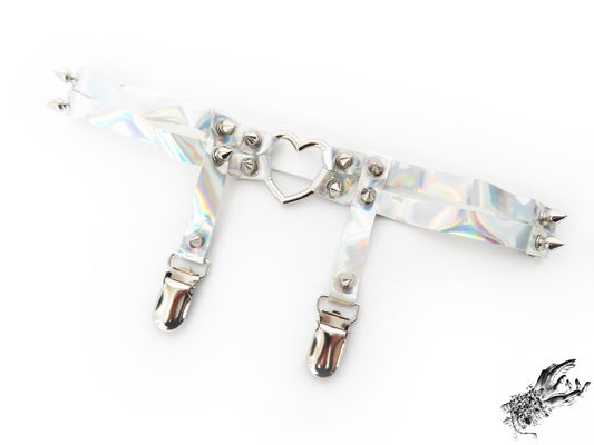 Holographic Silver Heart Ring Garter - One garter