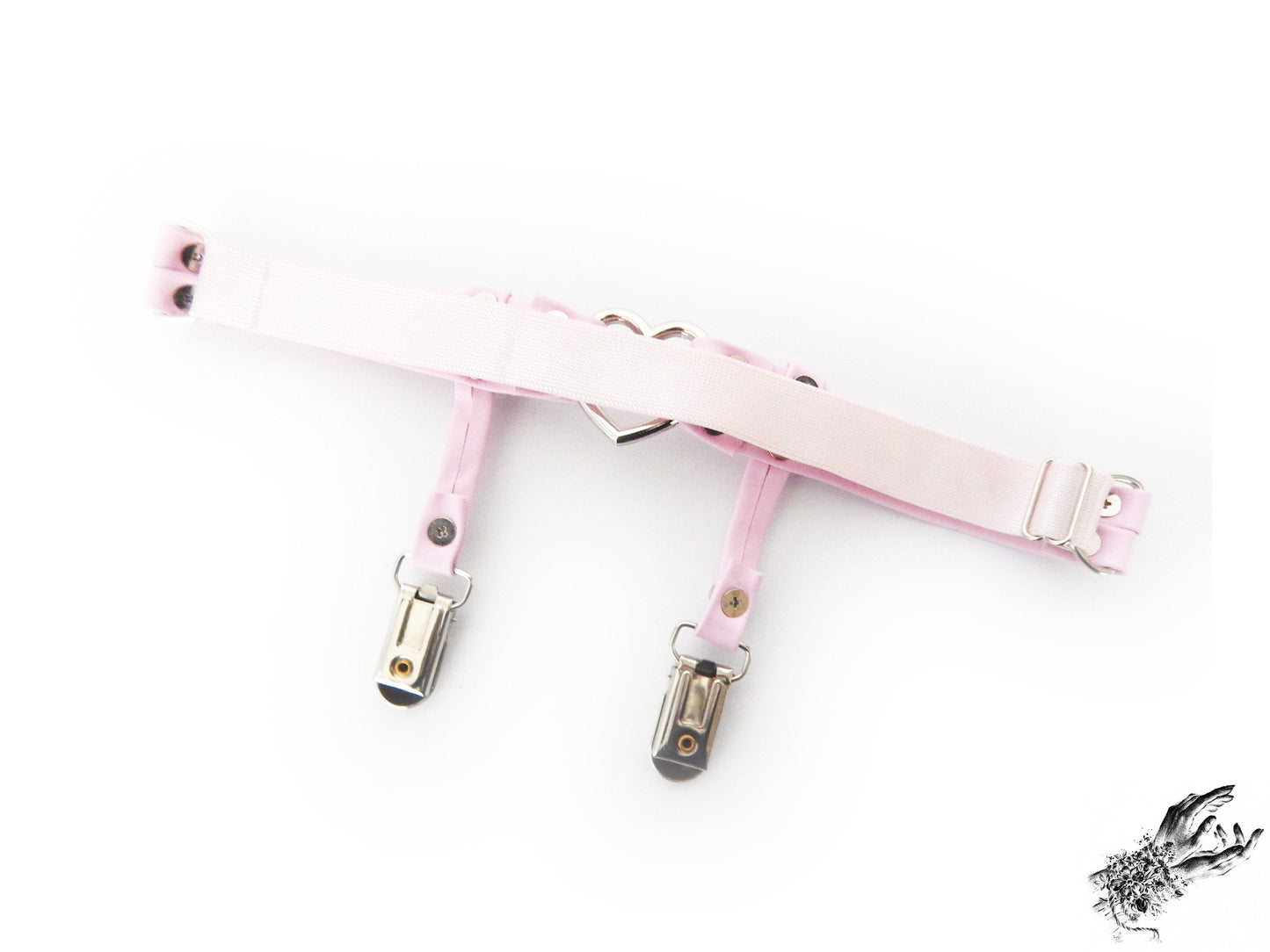 Pink Leather Heart Ring Garter