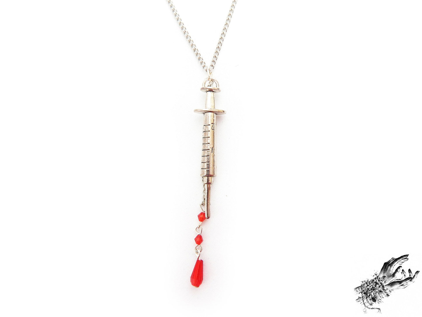 Antique Silver Syringe Necklace - 8th Sin