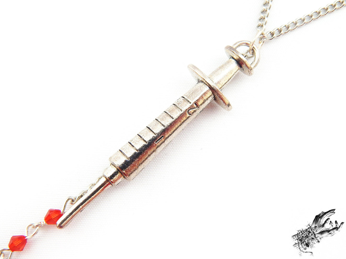 Antique Silver Syringe Necklace - 8th Sin