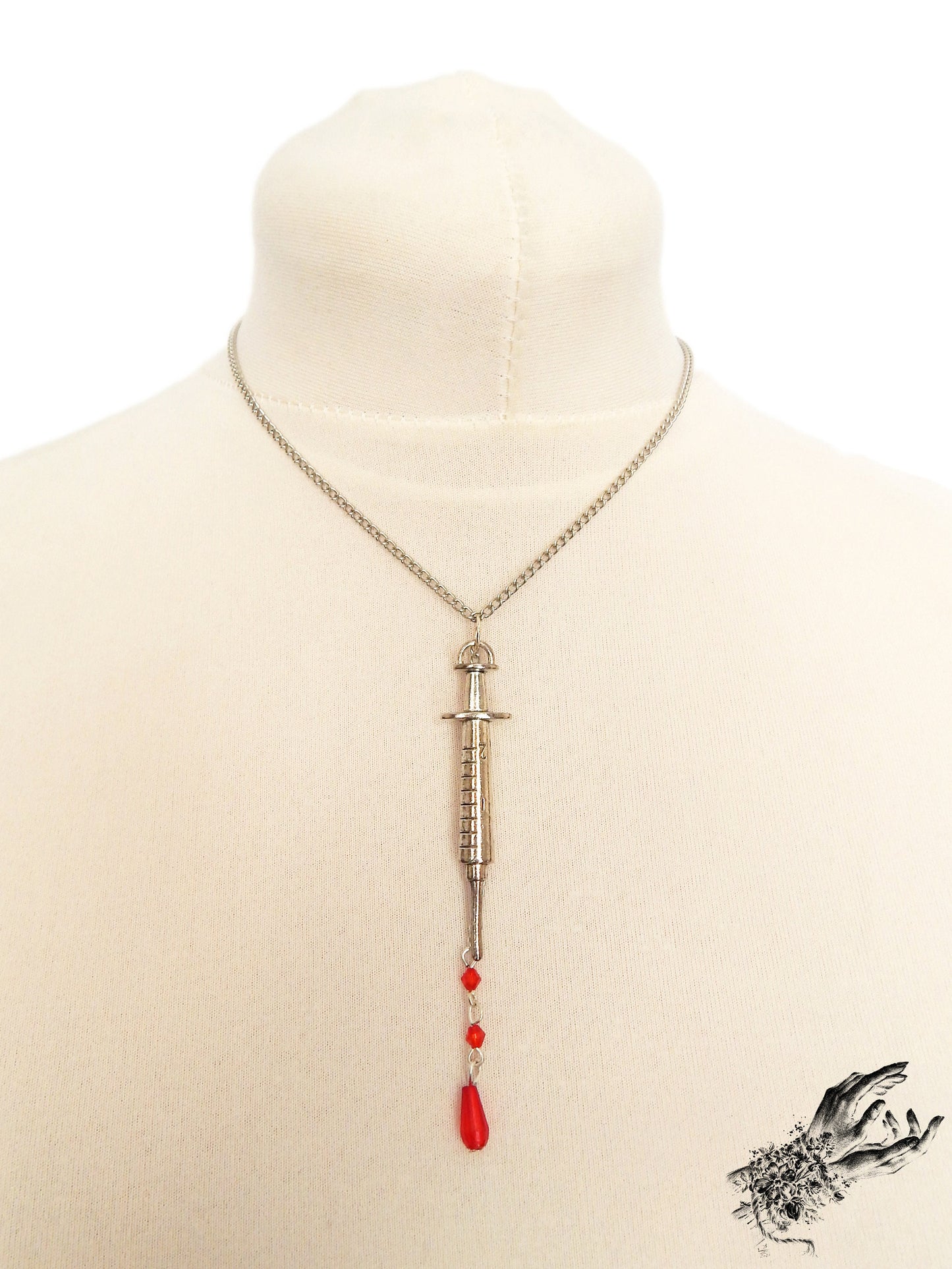 Antique Silver Syringe Necklace - 8th Sin