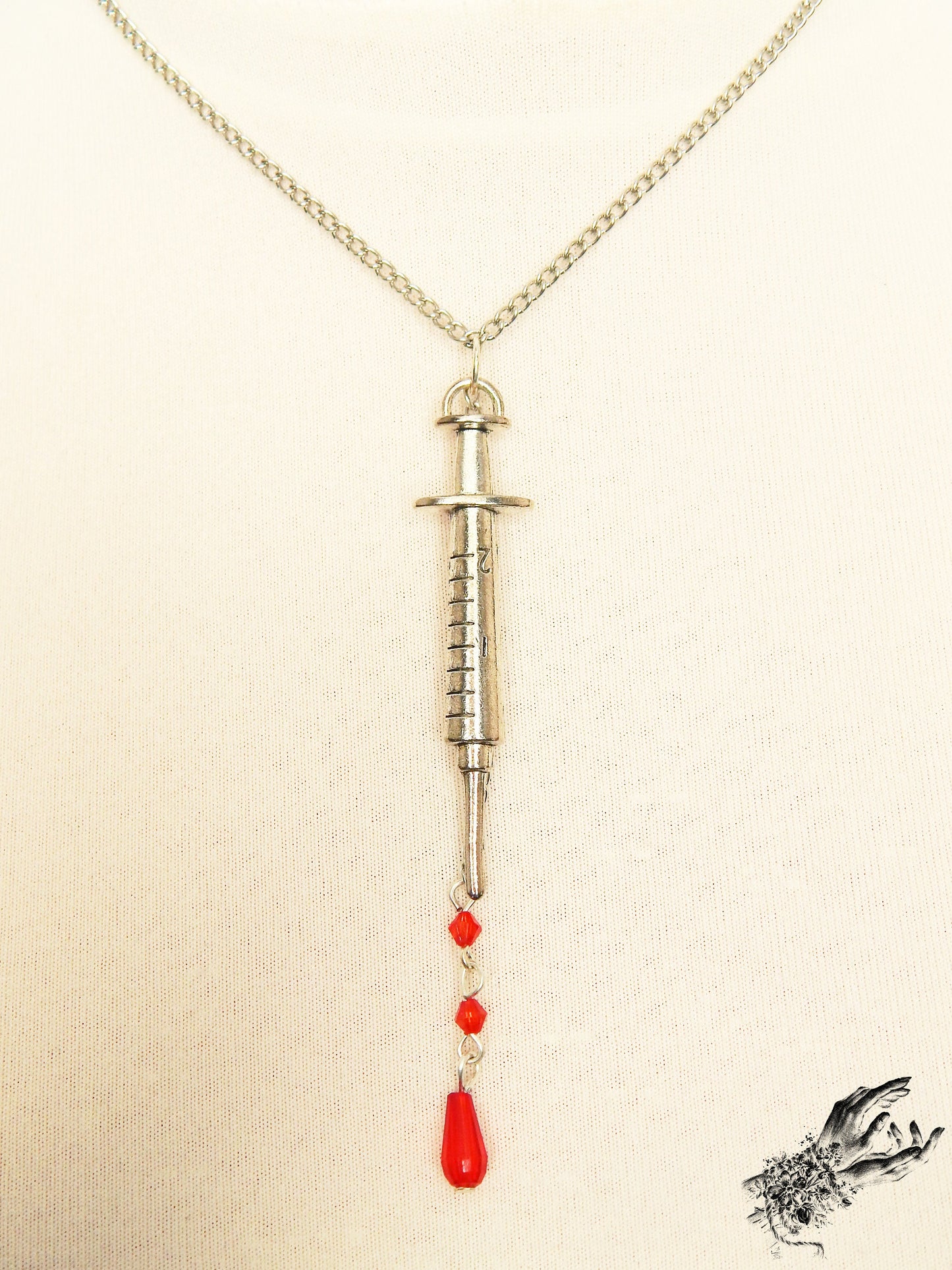Antique Silver Syringe Necklace - 8th Sin