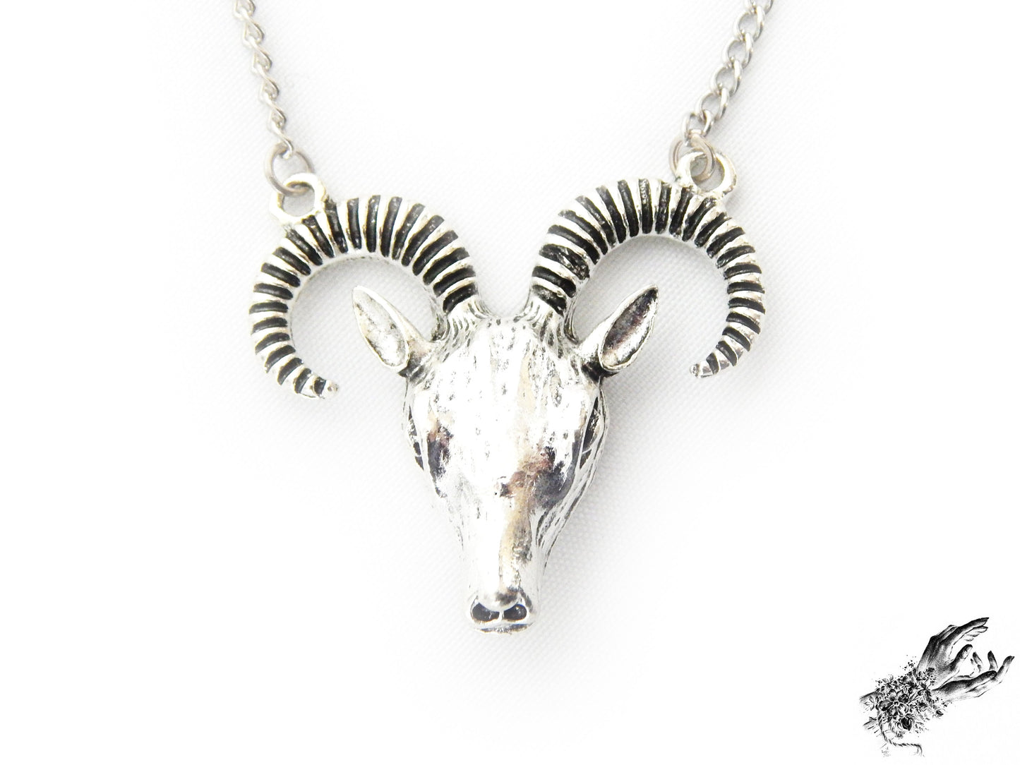 Antique Silver Ram Skull Necklace - 8th Sin
