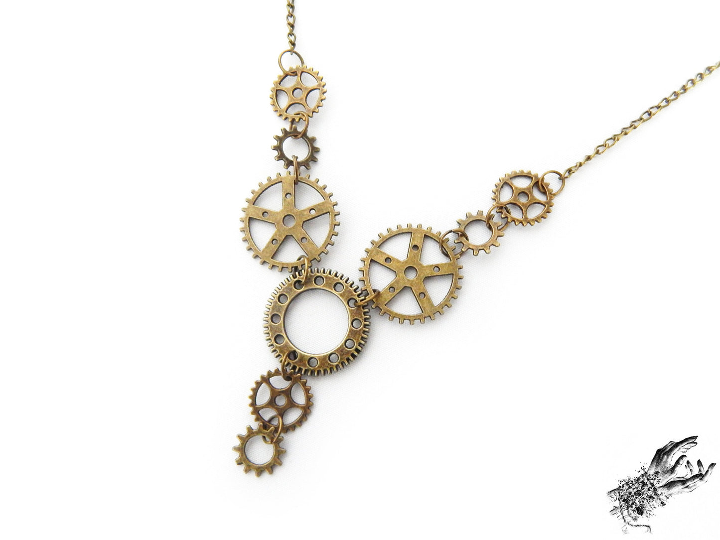 Antique Bronze Gear Necklace - 8th Sin