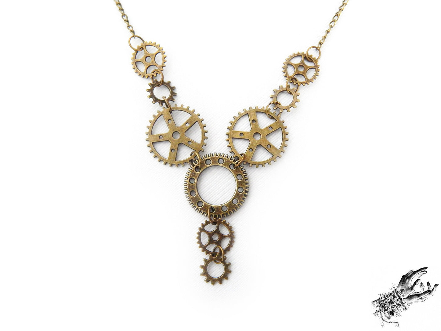 Antique Bronze Gear Necklace - 8th Sin