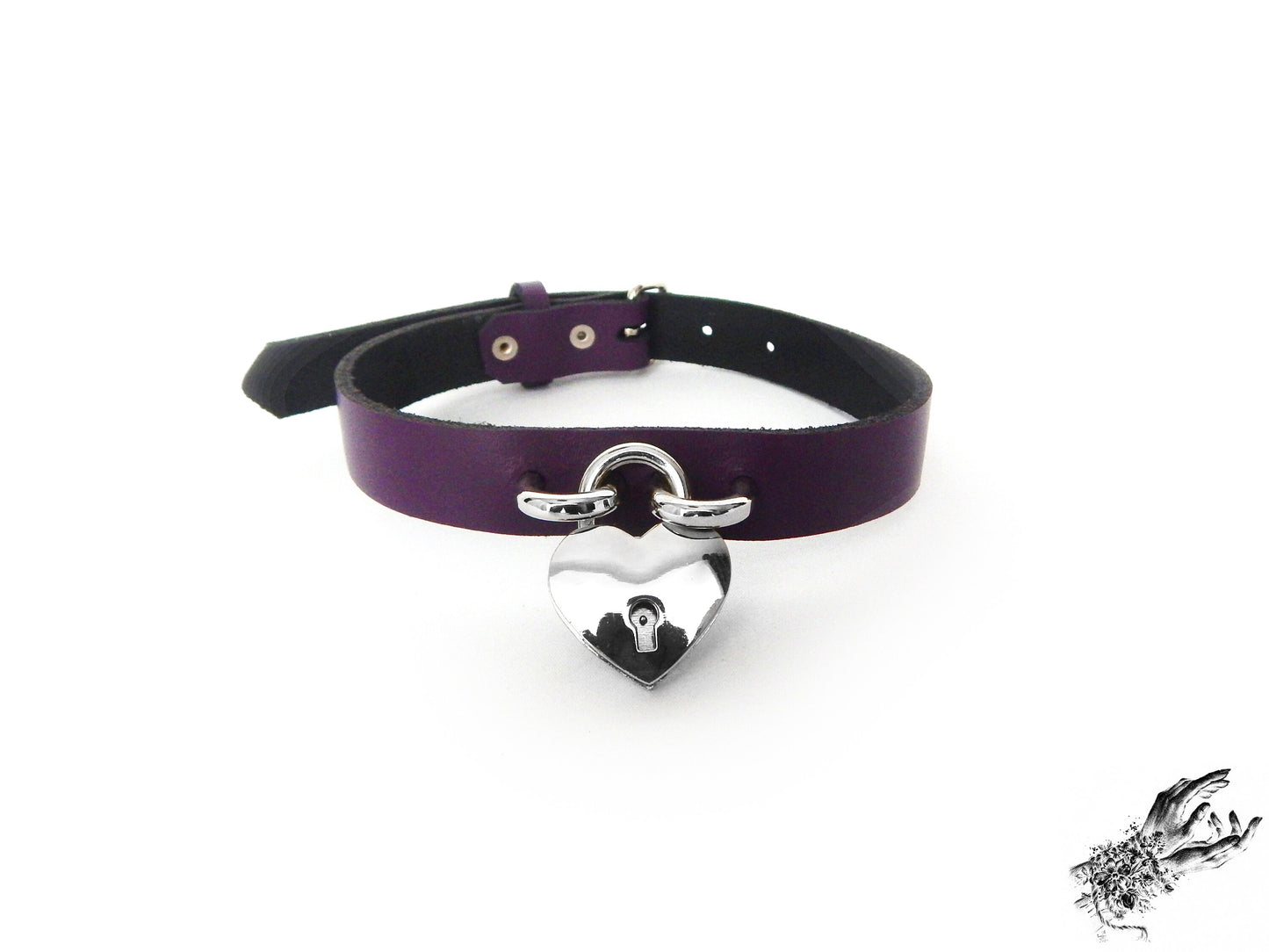 Purple Heart Padlock Choker with Key