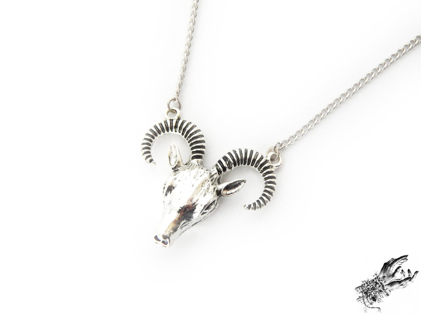 Antique Silver Ram Skull Necklace - 8th Sin