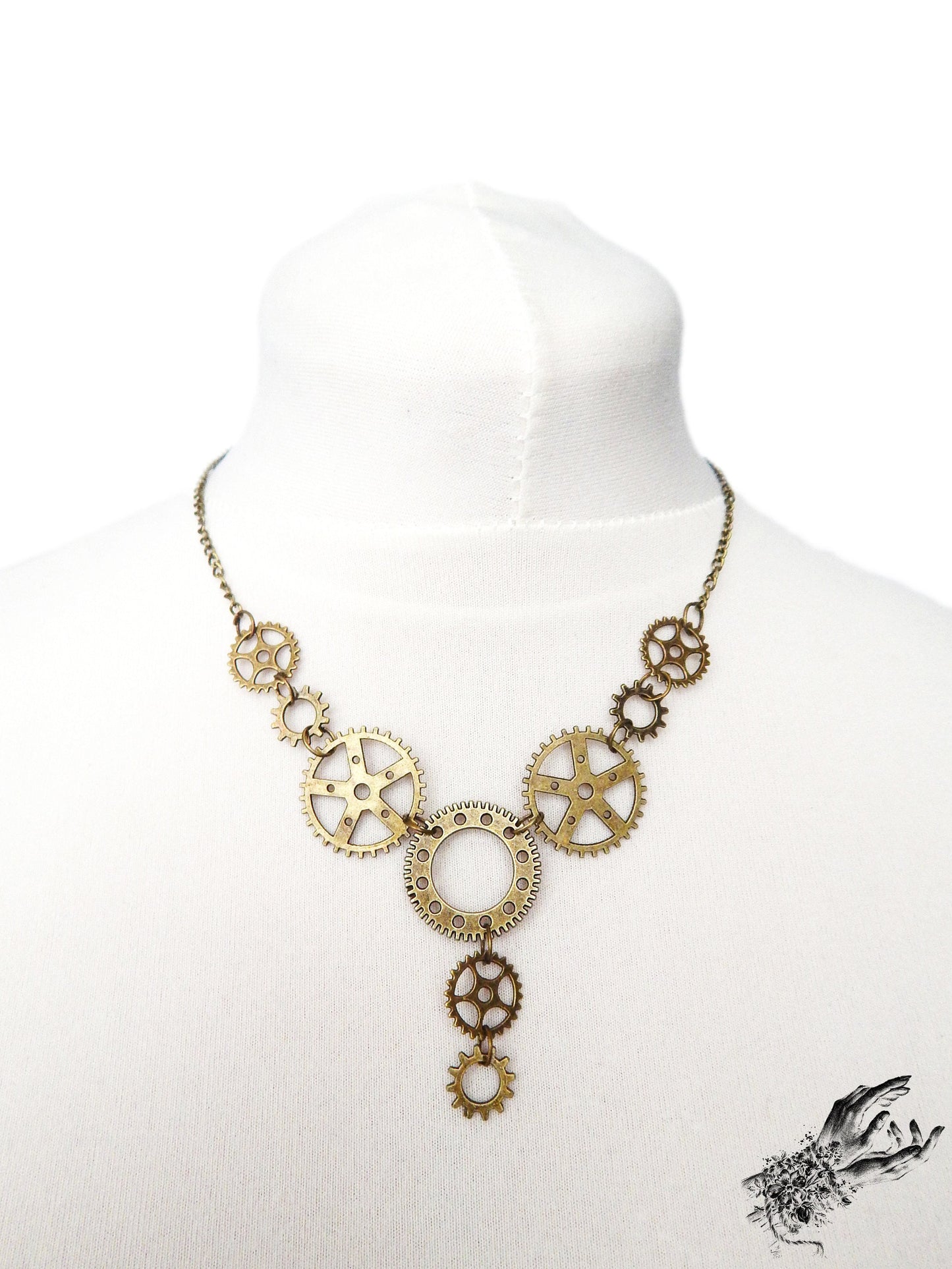 Antique Bronze Gear Necklace - 8th Sin