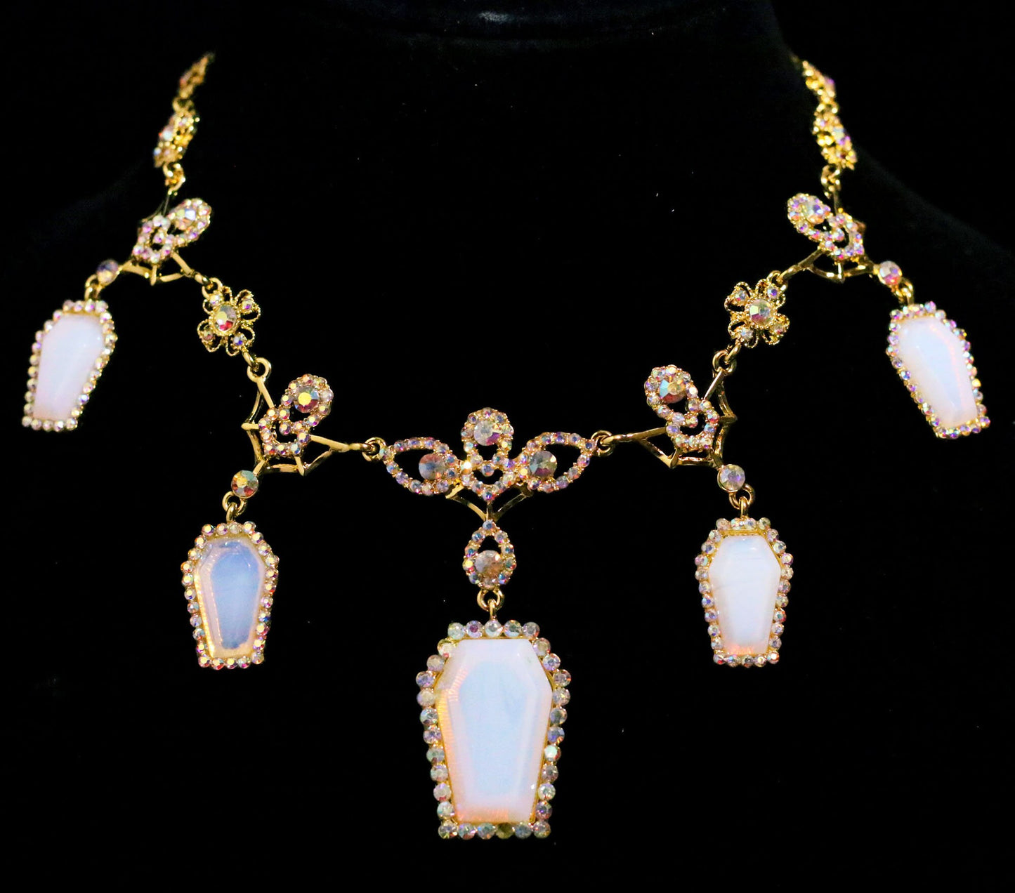 PRE-ORDER - Puvithel Resurrection Necklace - Gold Plated Semi-Precious Gemstone Coffin Necklace