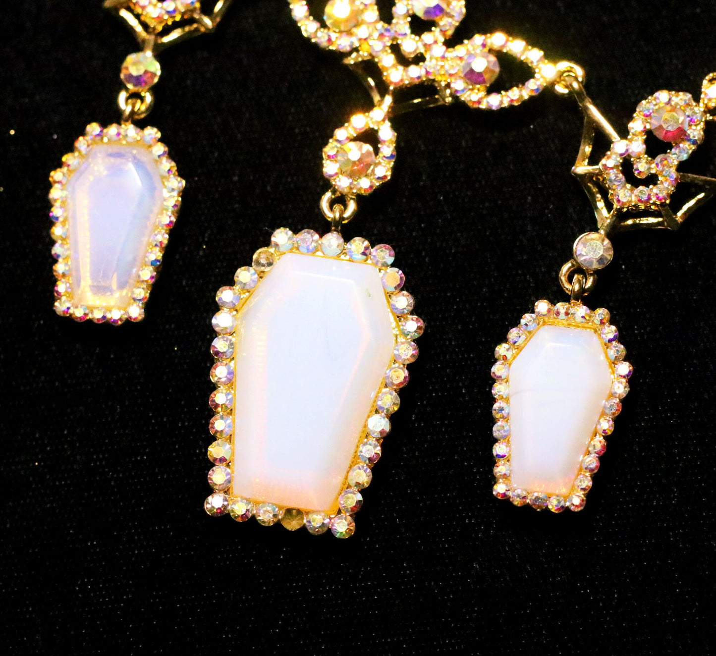 PRE-ORDER - Puvithel Resurrection Necklace - Gold Plated Semi-Precious Gemstone Coffin Necklace