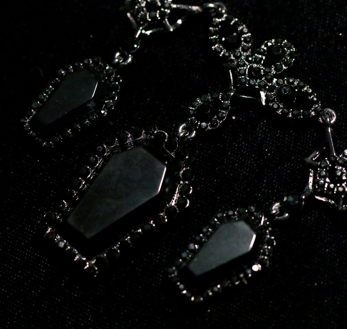 PRE-ORDER - Puvithel Resurrection Earrings, Gunmetal Black Metal Coffin Earrings - {{variant_title}}