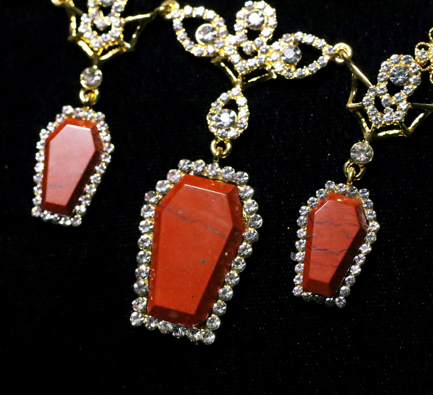PRE-ORDER - Puvithel Resurrection Necklace - Gold Plated Semi-Precious Gemstone Coffin Necklace