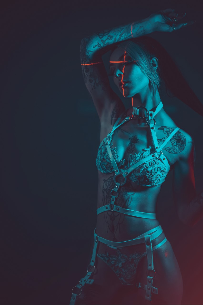 White Vegan Leather O Ring Harness