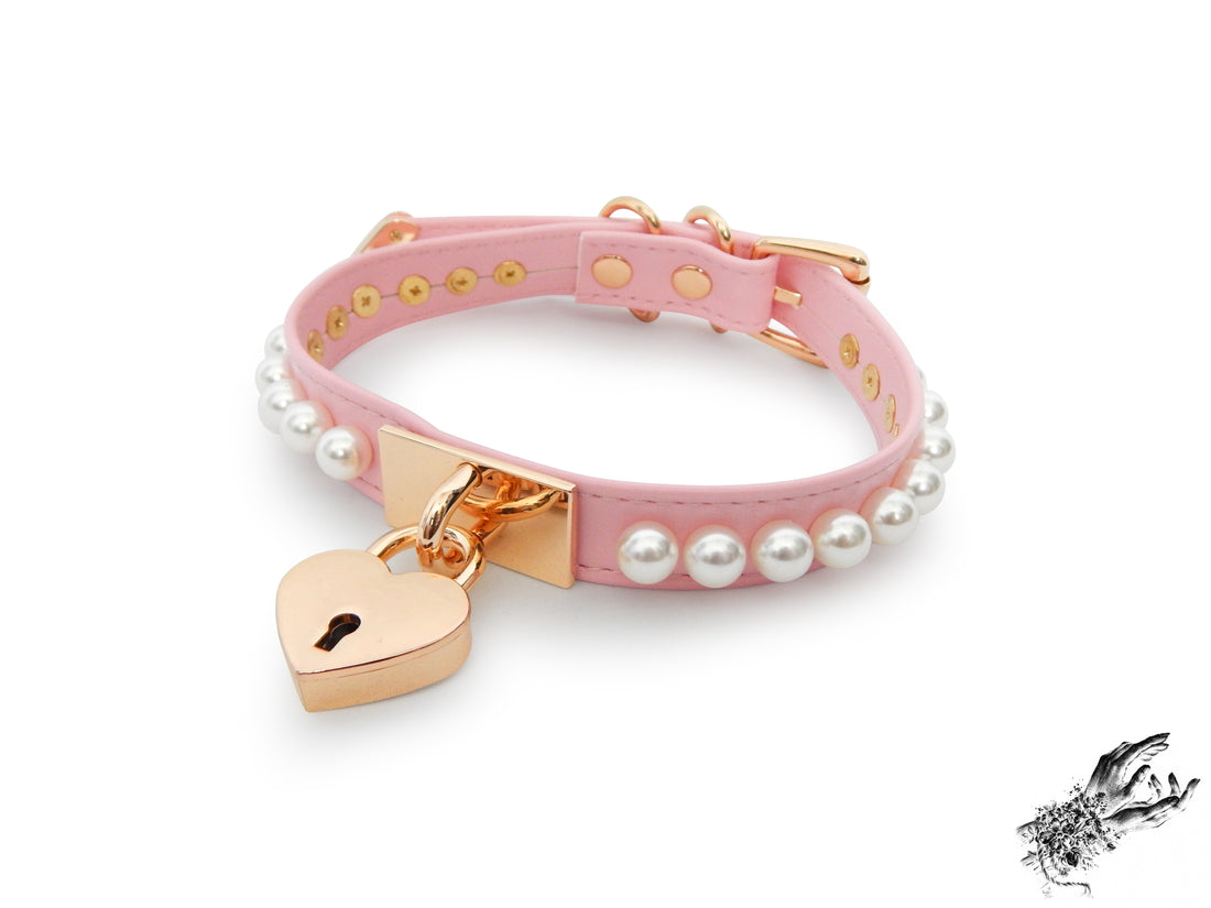 New Design: Pearl and Heart Padlock Chokers