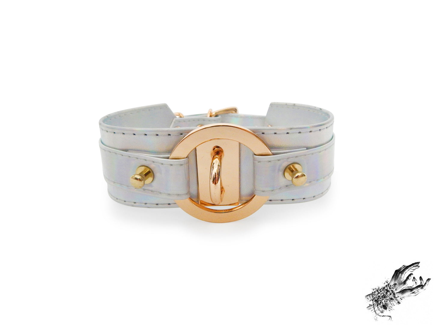 Holographic Silver and Gold Chunky O Ring Choker - REGULAR SIZE