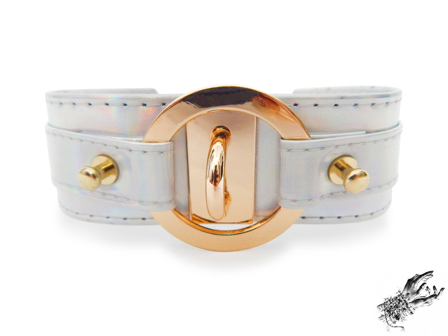 Holographic Silver and Gold Chunky O Ring Choker