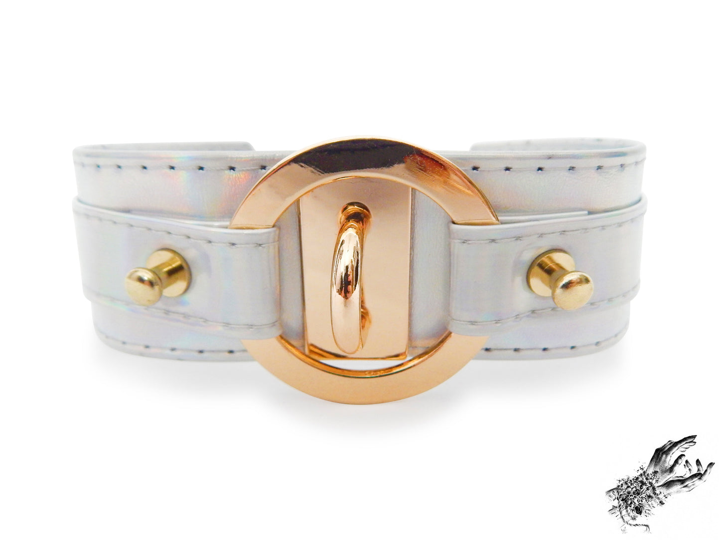Holographic Silver and Gold Chunky O Ring Choker - REGULAR SIZE