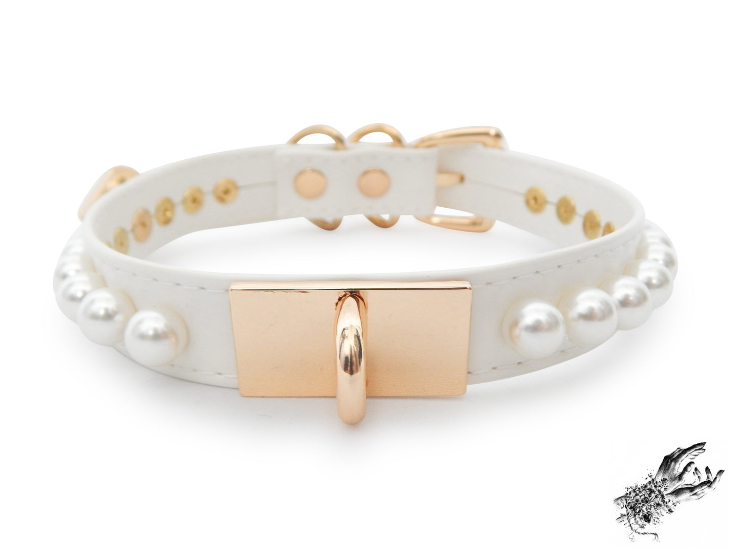 White and Gold Pearl Heart Padlock Choker