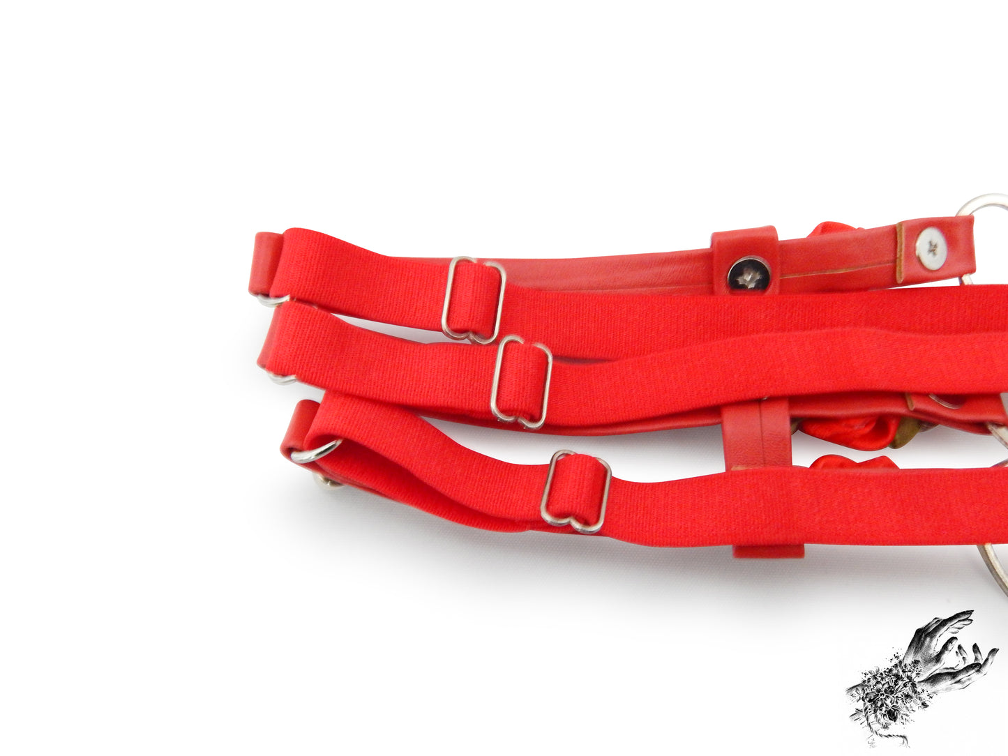 Red 3 Strap Heart Ring Garter