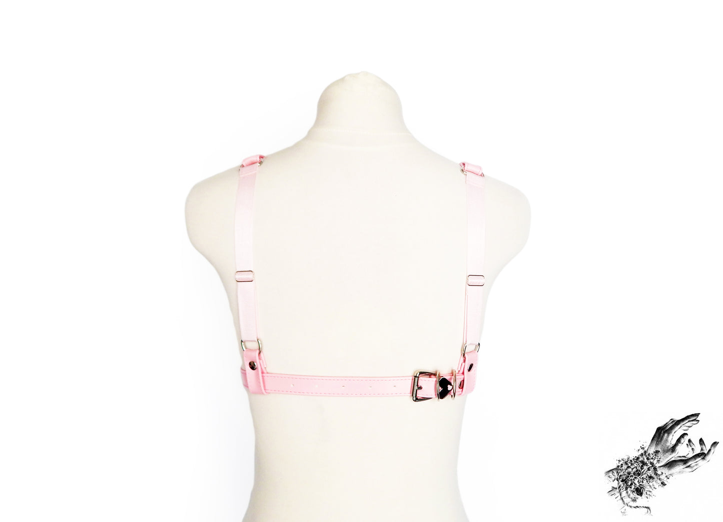 Pink Vegan Leather Cage Harness Bra