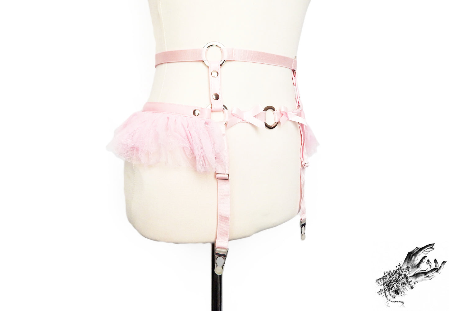 Pink Vegan Leather O Ring Garter Belt