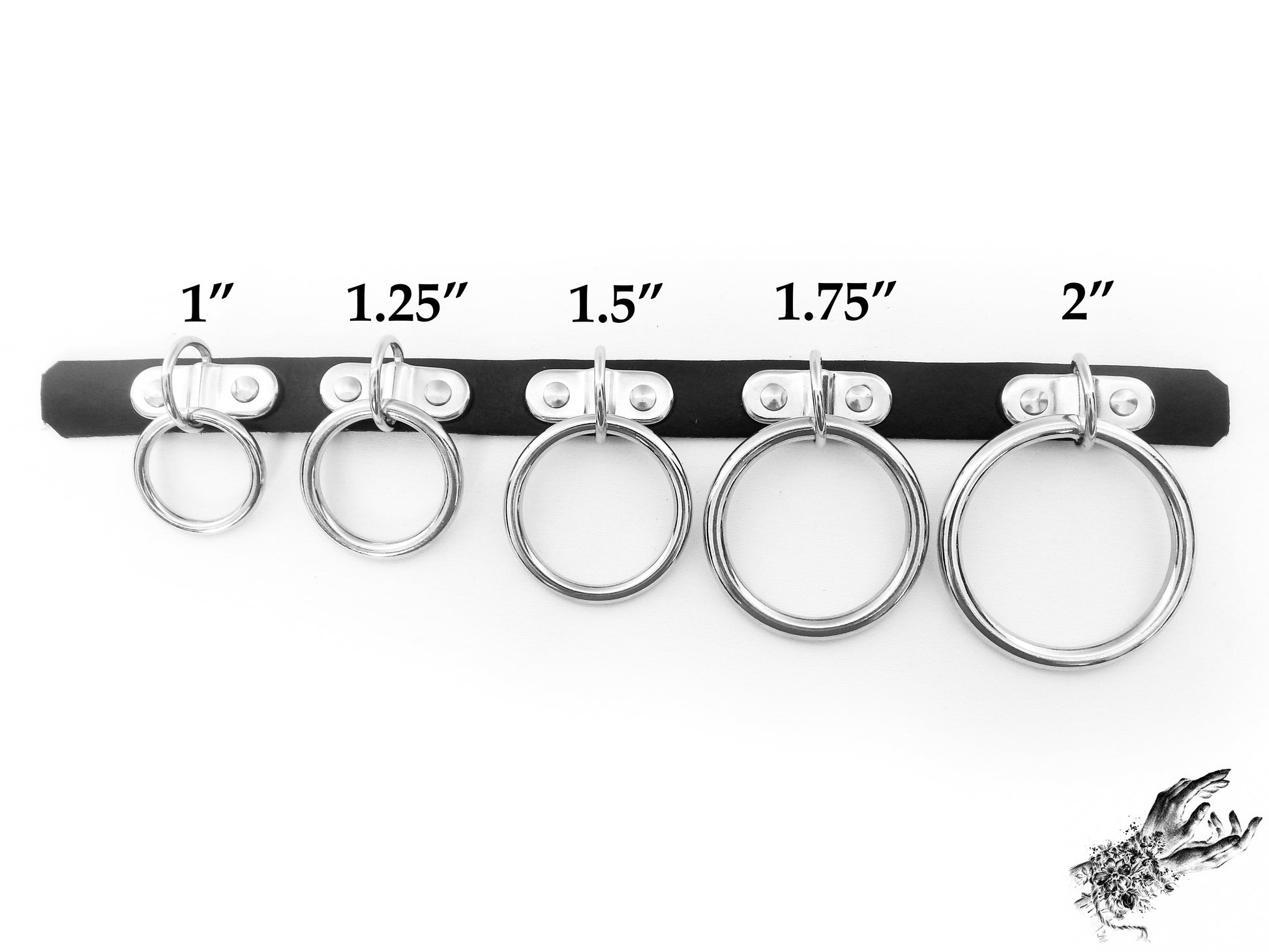 Black Leather D and O Ring Choker - 8th Sin