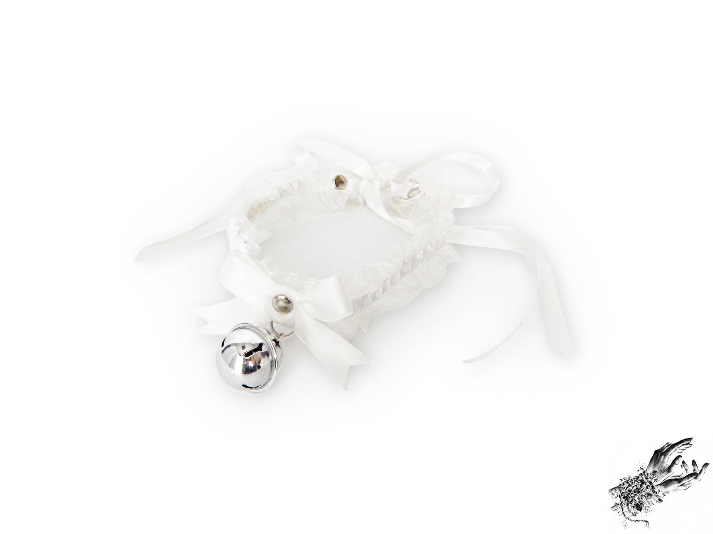 White Ruffled Bell 2-in-1 Choker/Garter - White Lace Collar - 8th Sin