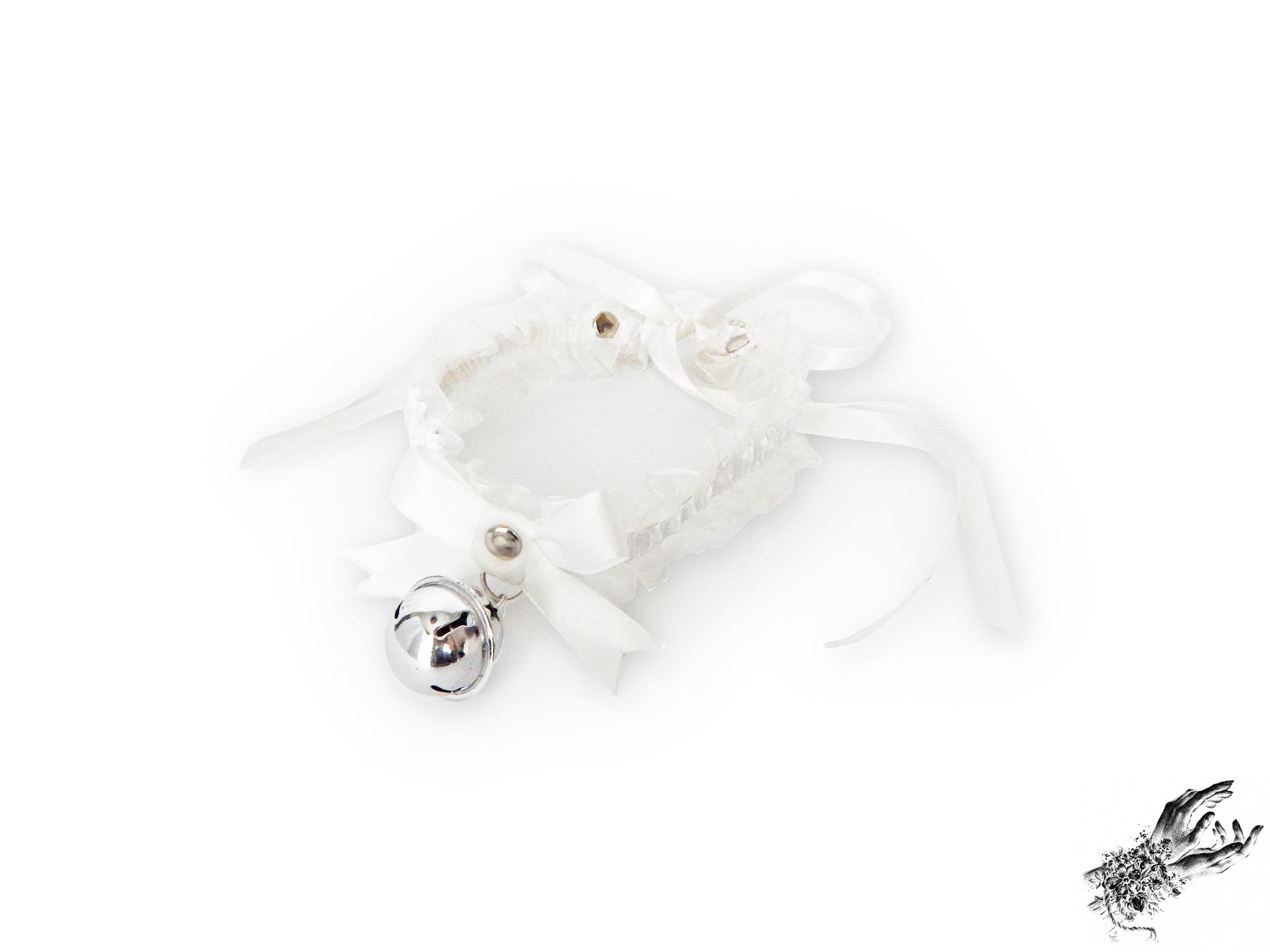White Ruffled Bell 2-in-1 Choker/Garter - White Lace Collar - 8th Sin