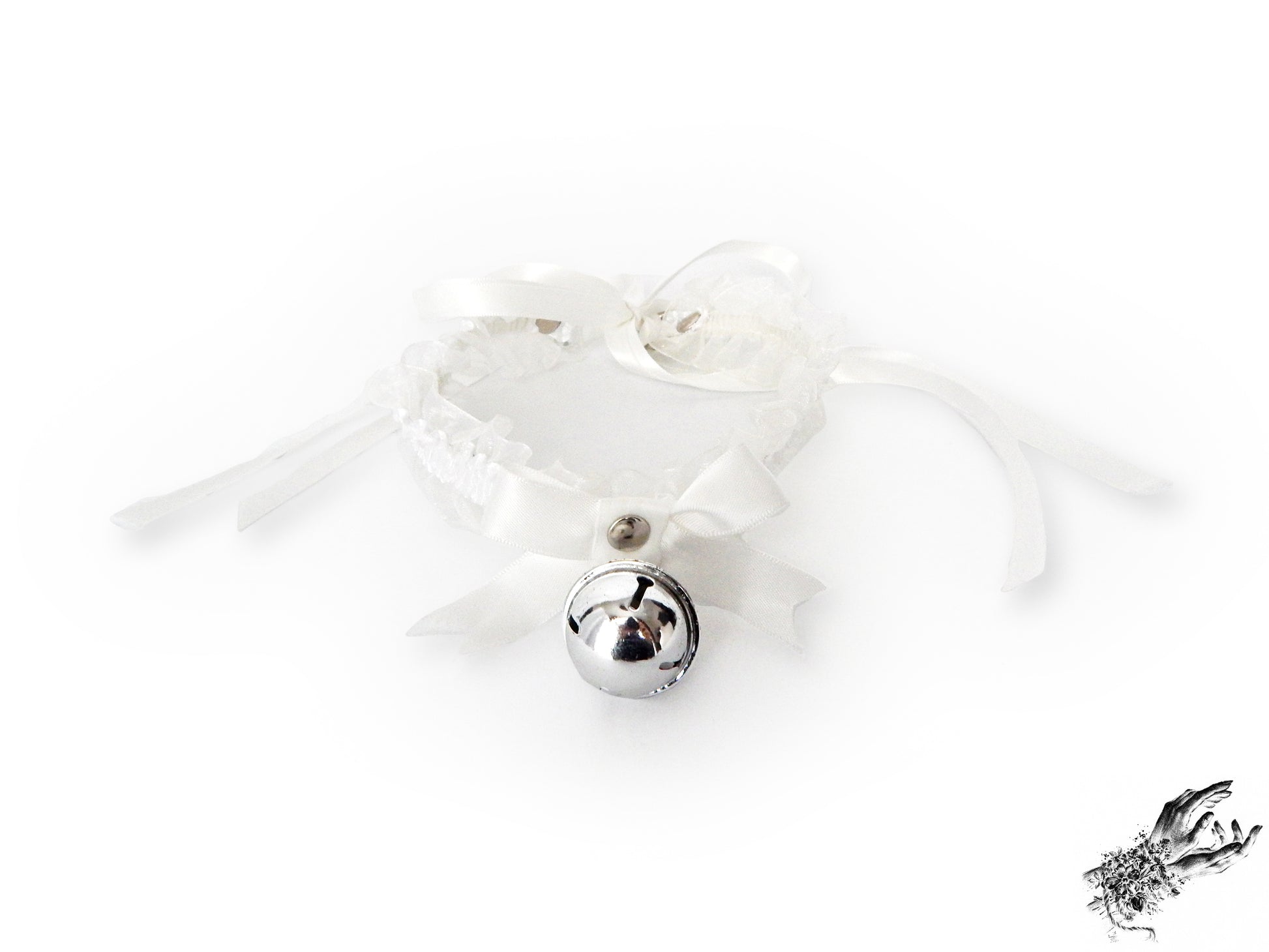 White Ruffled Bell 2-in-1 Choker/Garter - White Lace Collar - 8th Sin