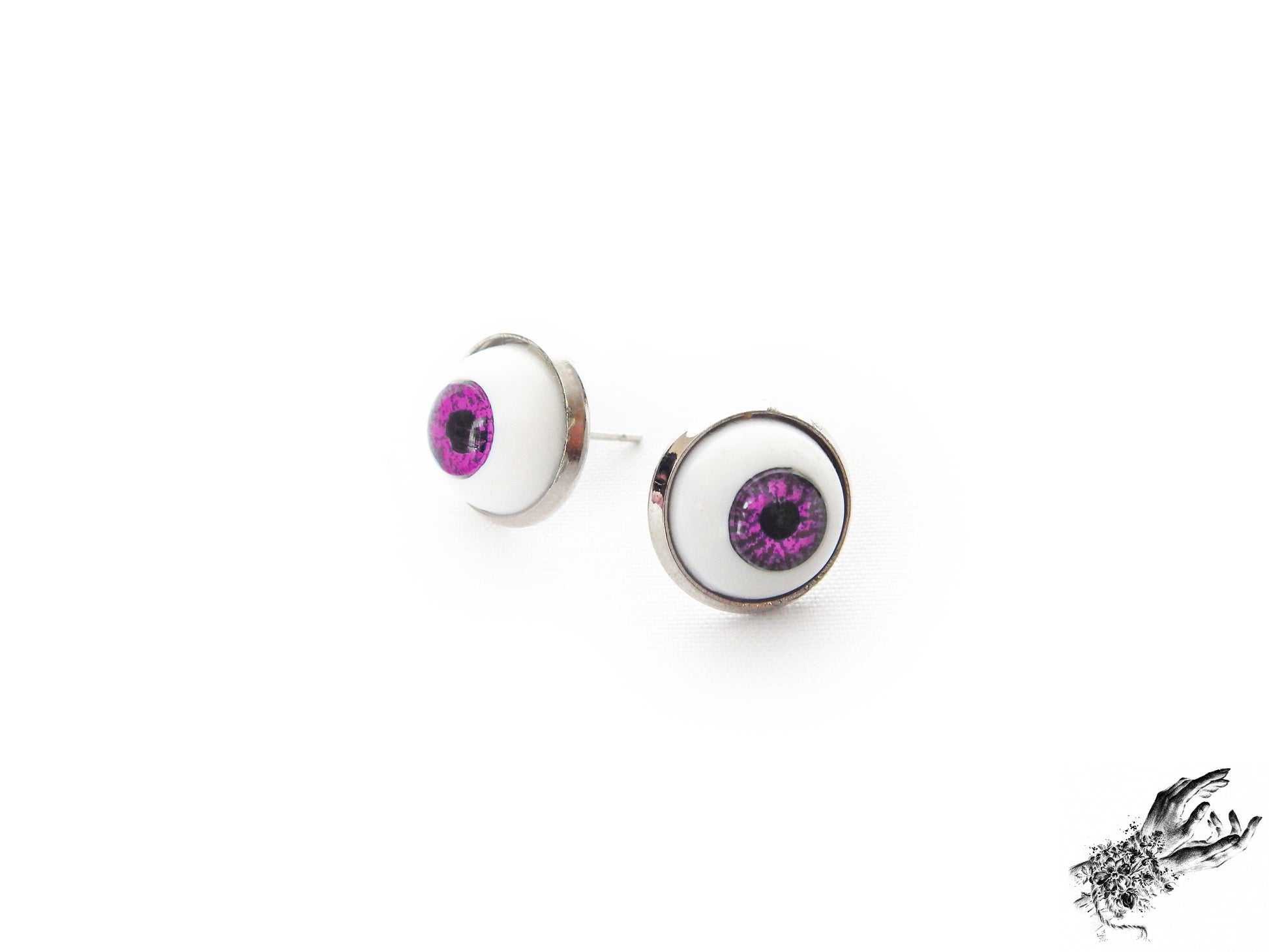 Antique Silver Eyeball Stud Earrings - 8th Sin