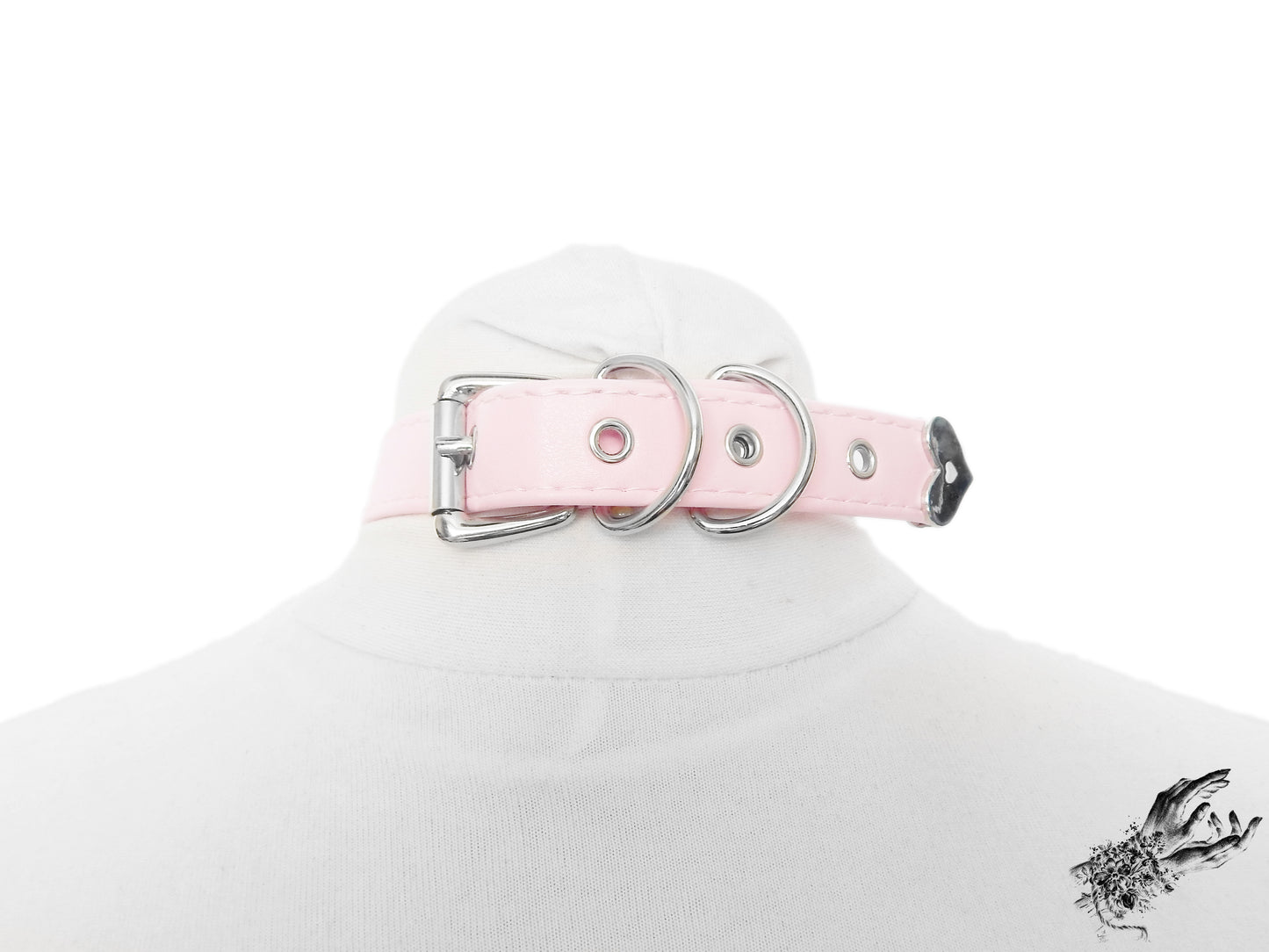 Half Pink and Half Red Heart Ring Choker